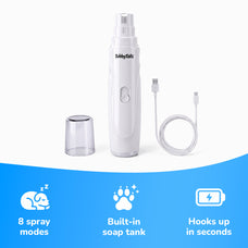 TubbyTails dog nail grinder in white with cap and USB cable
