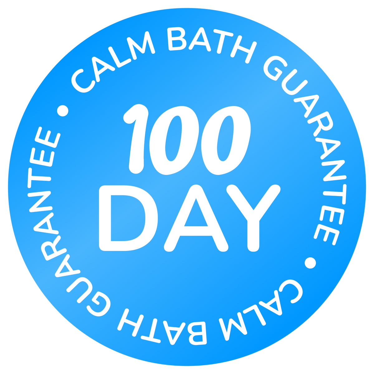 100 Day Calm Bath Guarantee badge
